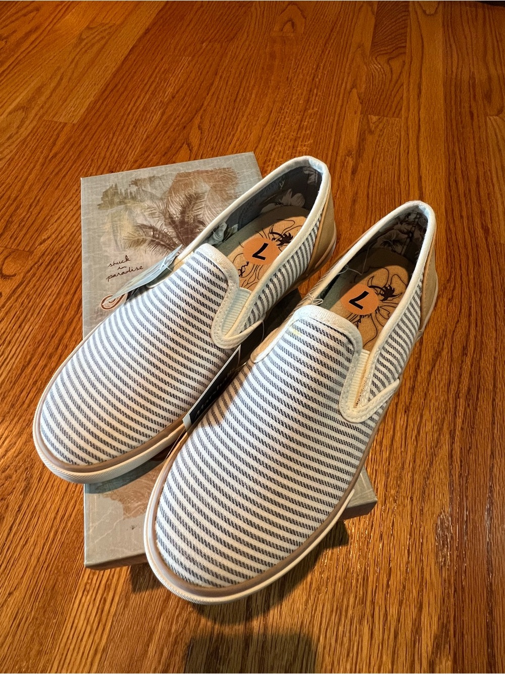 Margaritaville Women's Slip-On Striped Sneakers - White & Blue